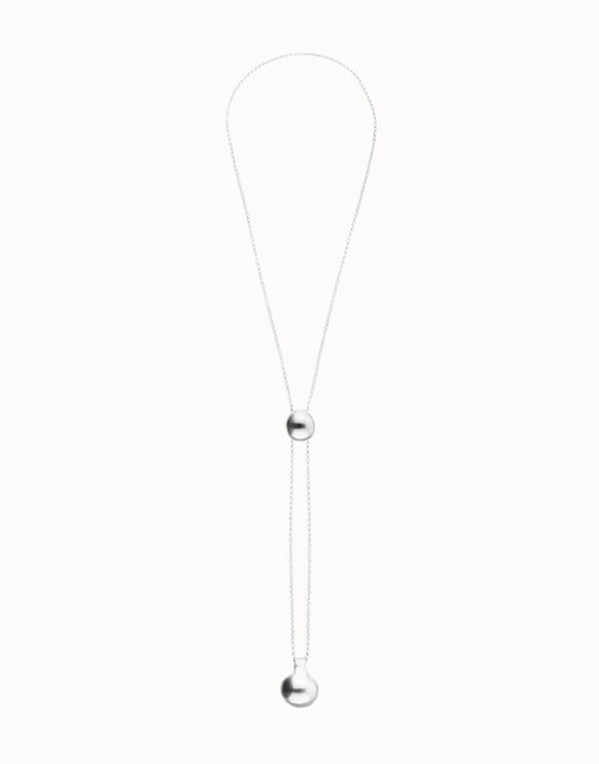 Collier r&eacute;glable en cha&icirc;ne plaqu&eacute;e argent sterling avec deux poids