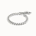 Pulsera de cadena ba&ntilde;ada en plata de ley con cristal negro