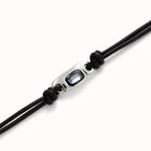 Bracciale in cuoio placcato argento sterling con cristallo grigio