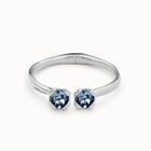 Bangle bracelet with two blue crystals