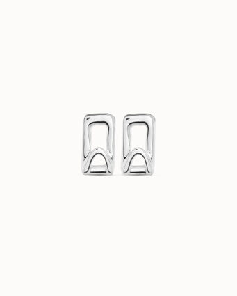 Sterling silver-plated small elongated link shaped earrings