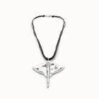 Long leather necklace pendant with manta ray