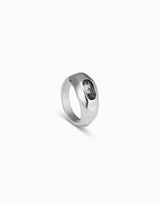 Bague plaqu&eacute;e argent et cristal