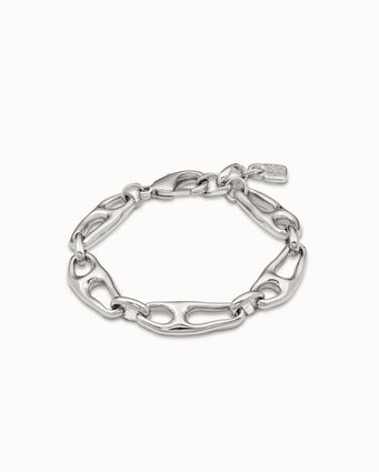 Bracelet plaqué argent avec maillons et fermoir mousqueton