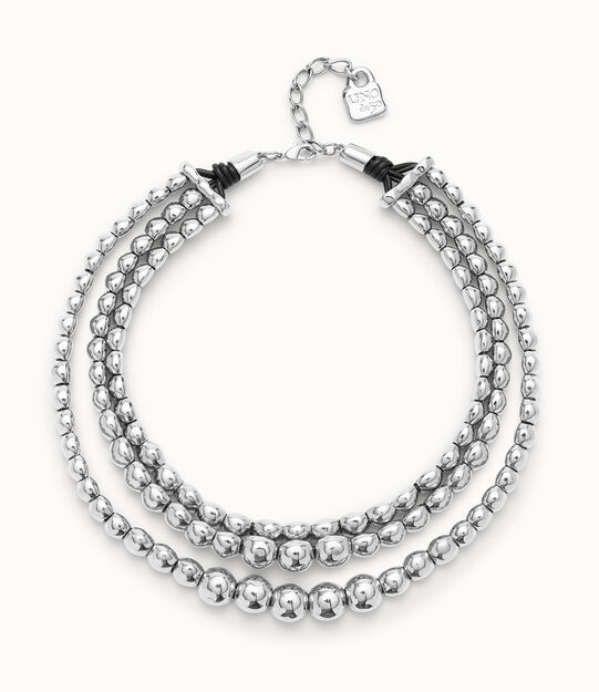 Collar triple edición limitada con bolas bañadas en plata de ley
