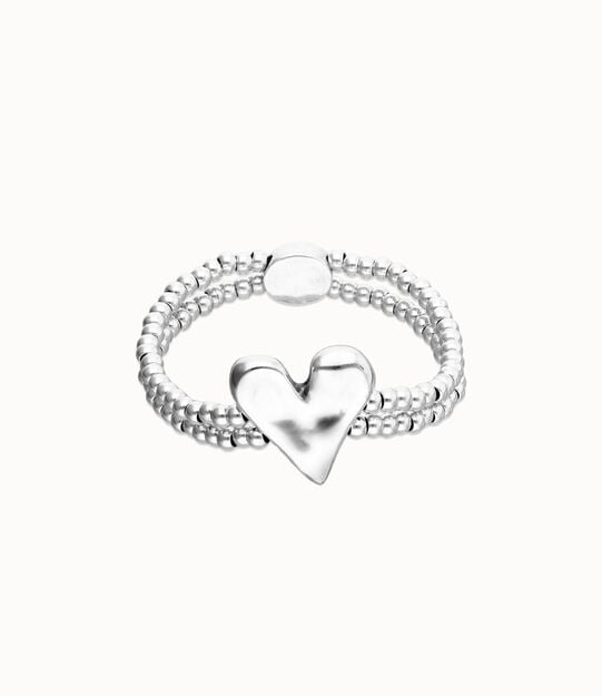 Bracelet &eacute;lastique double plaqu&eacute; argent sterling avec d&eacute;tail de c&oelig;ur