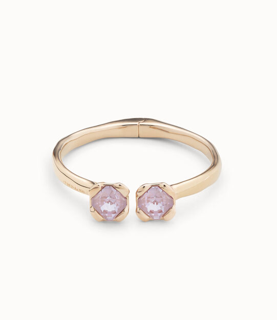 18K gold-plated bangle bracelet with inner spring and two crystals