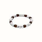 Stretch bracelet with silver and wooden beads
