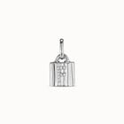 Sterling silver-plated padlock charm with topaz letter F