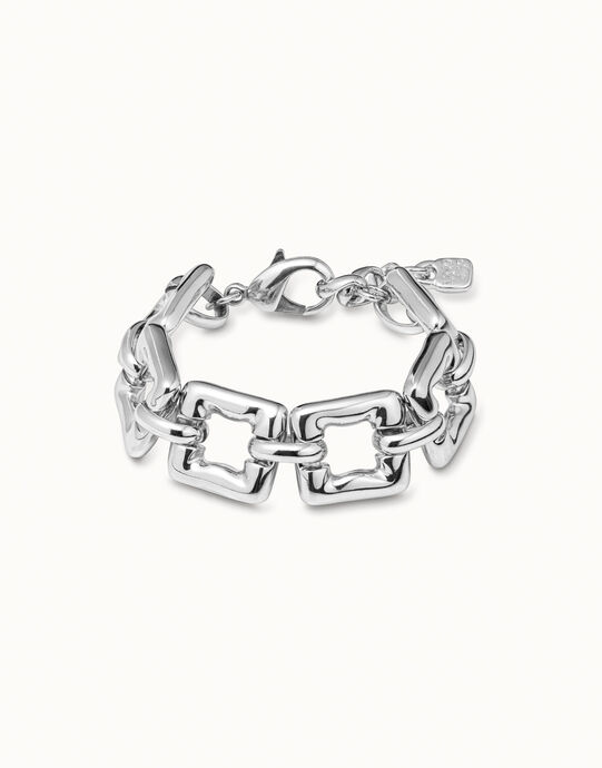 Pulsera ba&ntilde;ada en plata de ley con eslabones cuadadrados