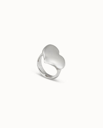Sterling silver-plated large heart shaped ring