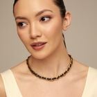 Short leather necklace with links