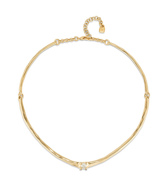 Collar rígido bañado en oro 18k y circonita blanca