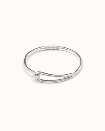 Sterling silver-plated link shaped bracelet with spring