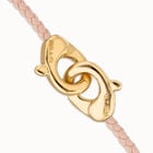 Pink leather bracelet with interlaced carabiner