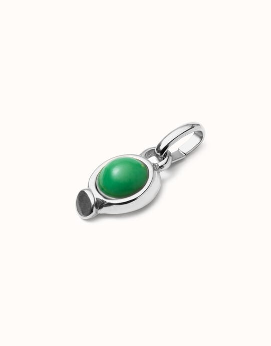 Charm with red stone, Silver, large