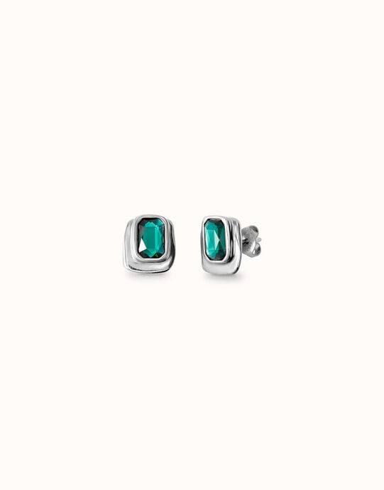 Orecchini in argento placcato con cristallo verde