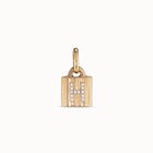 18K gold-plated padlock charm with topaz letter H