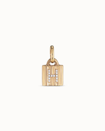 18K gold-plated padlock charm with topaz letter H