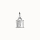 Sterling silver-plated padlock charm with topaz letter I