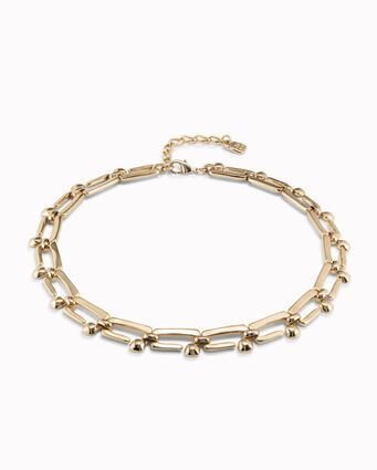 18K gold-plated short necklace with rectangular nail shaped links