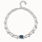 Collar corto ba&ntilde;ado en plata de ley con eslabones rectangulares con forma de clavo y cristal azul