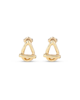 18K gold-plated small oval link shaped earrings