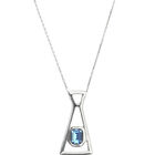 Long necklace with pendant and rectangular blue faceted crystal