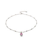 Necklace with a pink drop-shaped faceted crystal