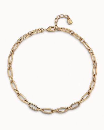 18K gold-plated short necklace with medium sized oval links
