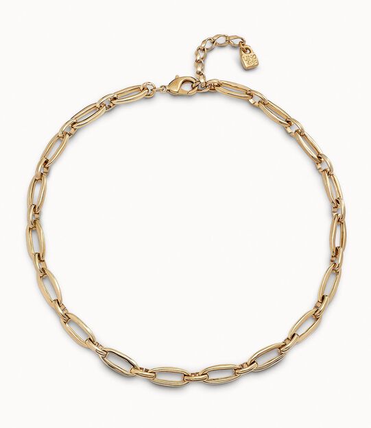 18K gold-plated short necklace with medium sized oval links