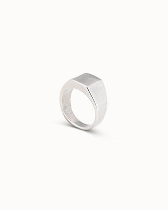 Sterling silver-plated square surface ring