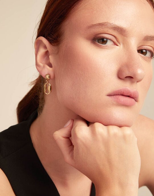 Drop earrings, Golden, large
