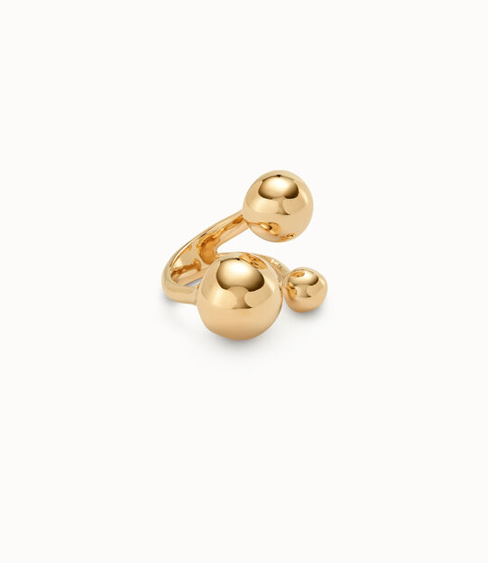 Anello placcato oro 18k con tre sfere di varie dimensioni