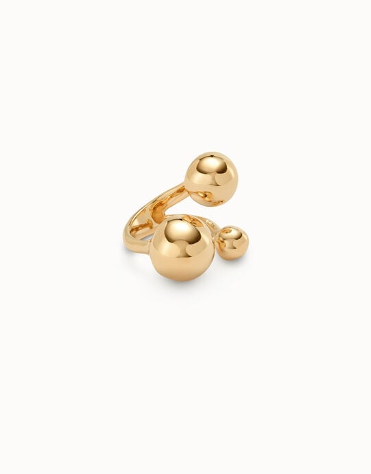 Ring with three bubble-shaped beads