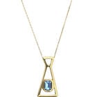 Long necklace with pendant and rectangular blue faceted crystal