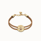 Double cream leather birthstone bracelet with eye