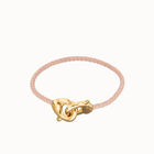 Pink leather bracelet with interlaced carabiner