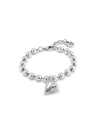 Sterling silver-plated bracelet with beads and heart charm