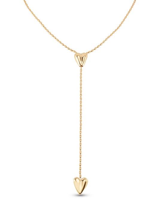 Long adjustable chain necklace with two hearts
