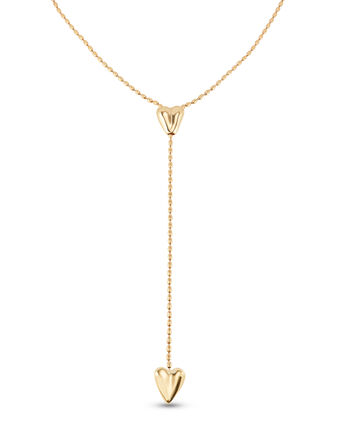 18K gold-plated chain with two hearts, one adjustable in the center.
