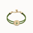 Double green leather birthstone bracelet with eye