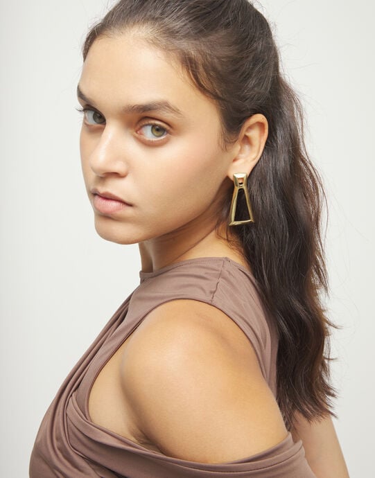 Triangular earrings, Golden, large