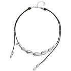 Leather necklace with intertwined drops