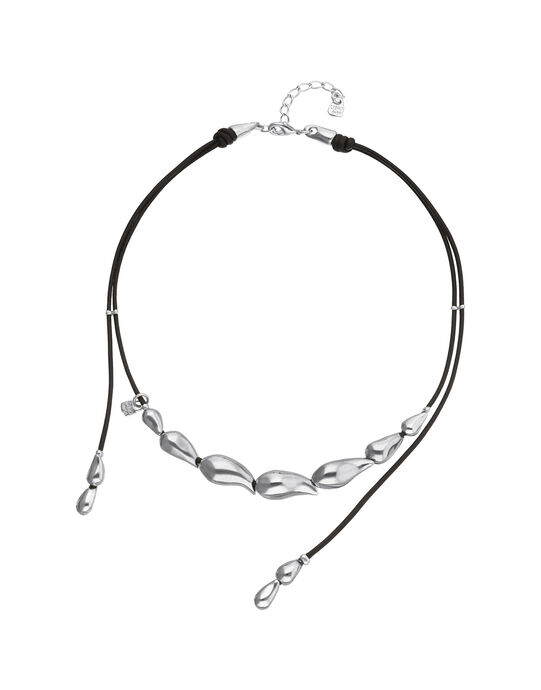 Leather necklace with intertwined drops