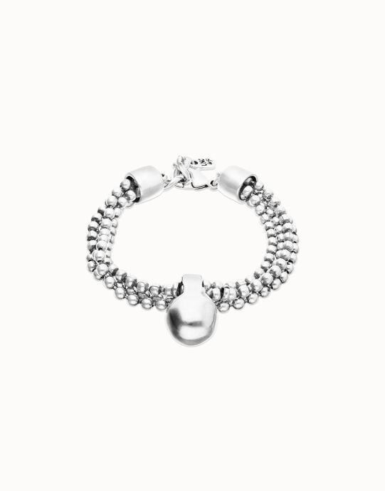 Pulsera con hilos plateados y esfera grande