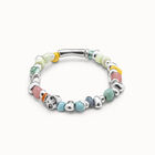 Pulsera el&aacute;stica ba&ntilde;ada en plata de ley y cristales multicolor