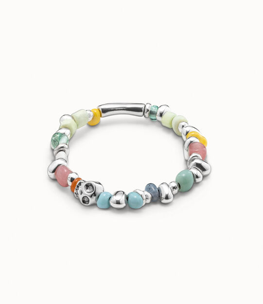 Sterling silver-plated beaded bracelet with multicolor crystals