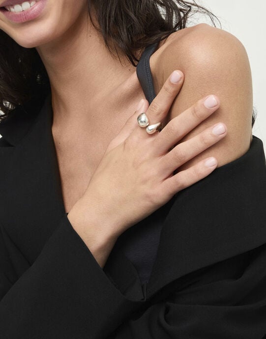 Ring with irregular rounded shapes, Silver, large