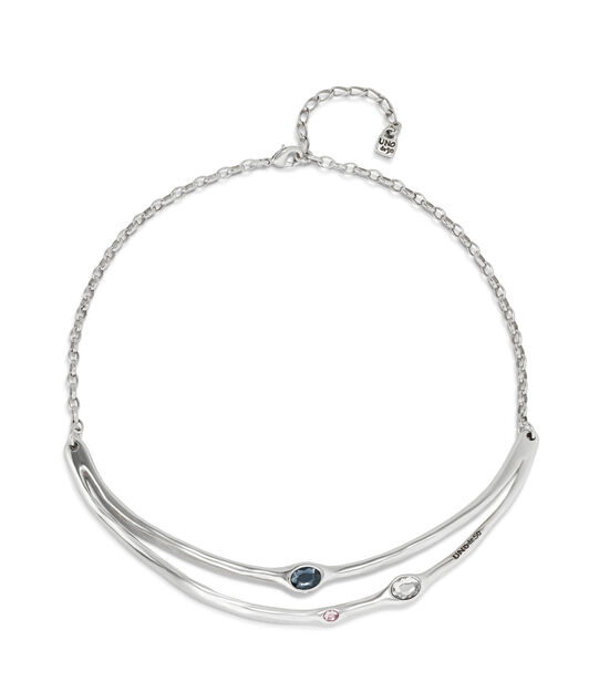 Sterling silver-plated rigid necklace with crystals